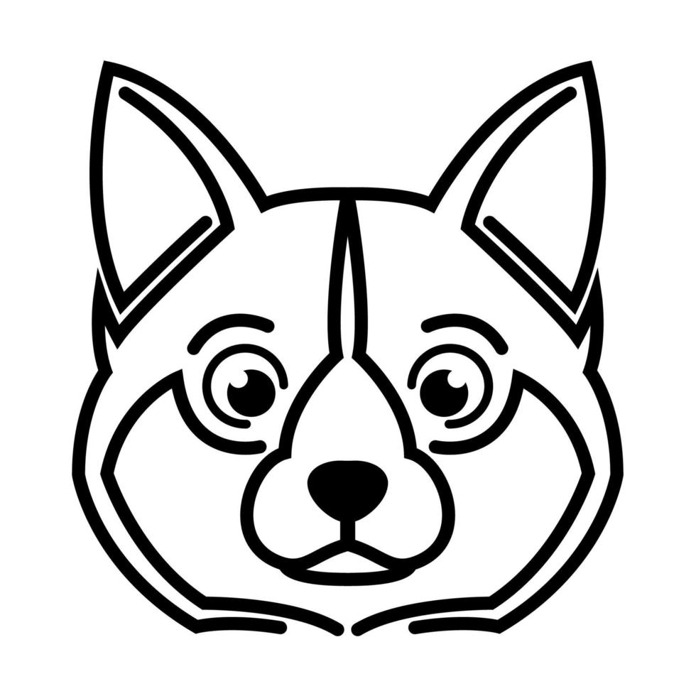 Black and white line art of shiba dog head. Good use for symbol, mascot, icon, avatar, tattoo,T-Shirt design, logo or any design. vector