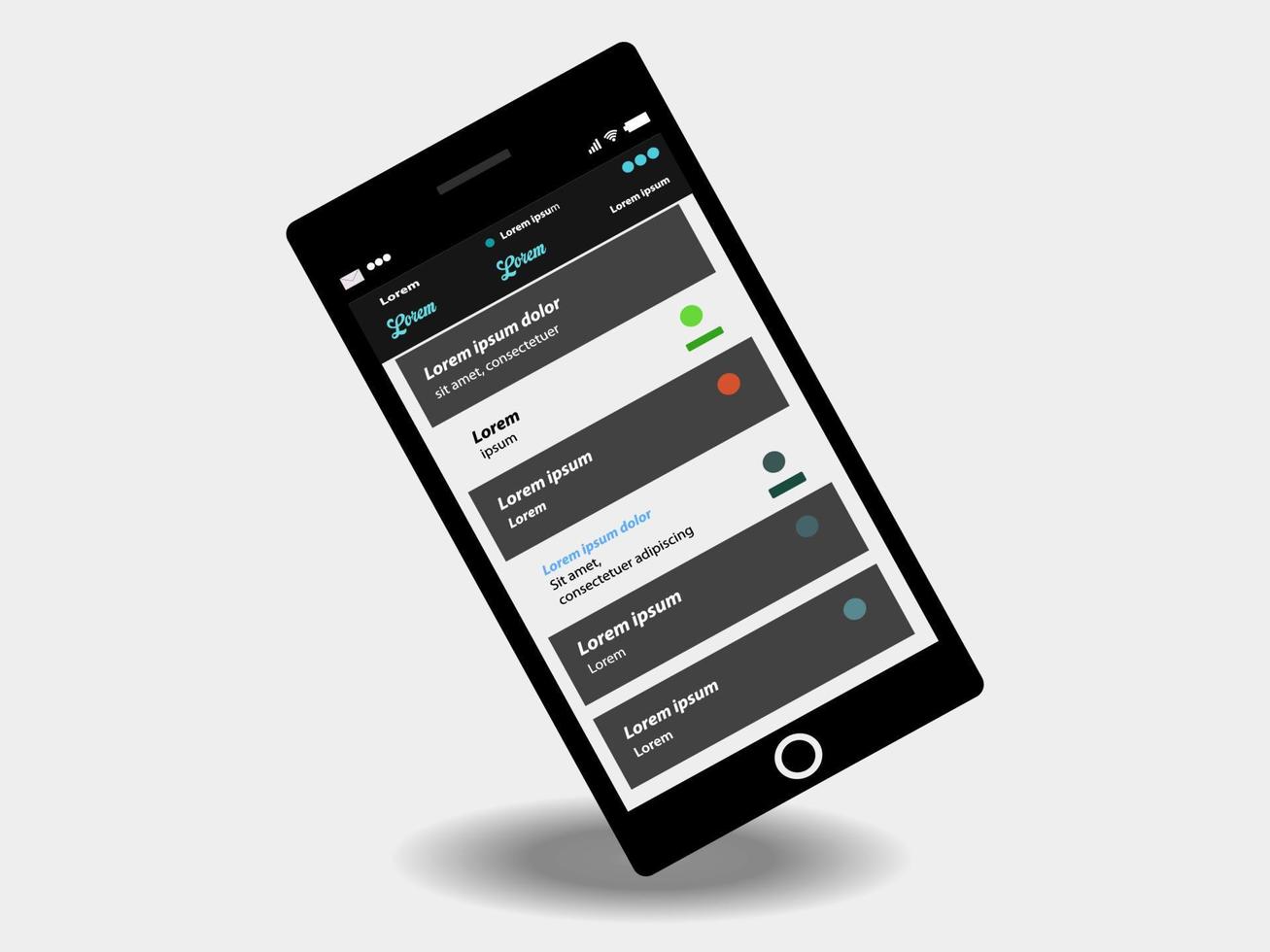 Conceptual message phone screen application interface presentation. UI, UX design vector