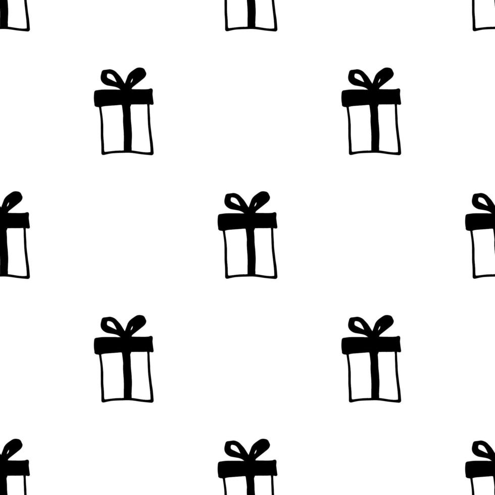Seamless vector pattern gift box background Doodle