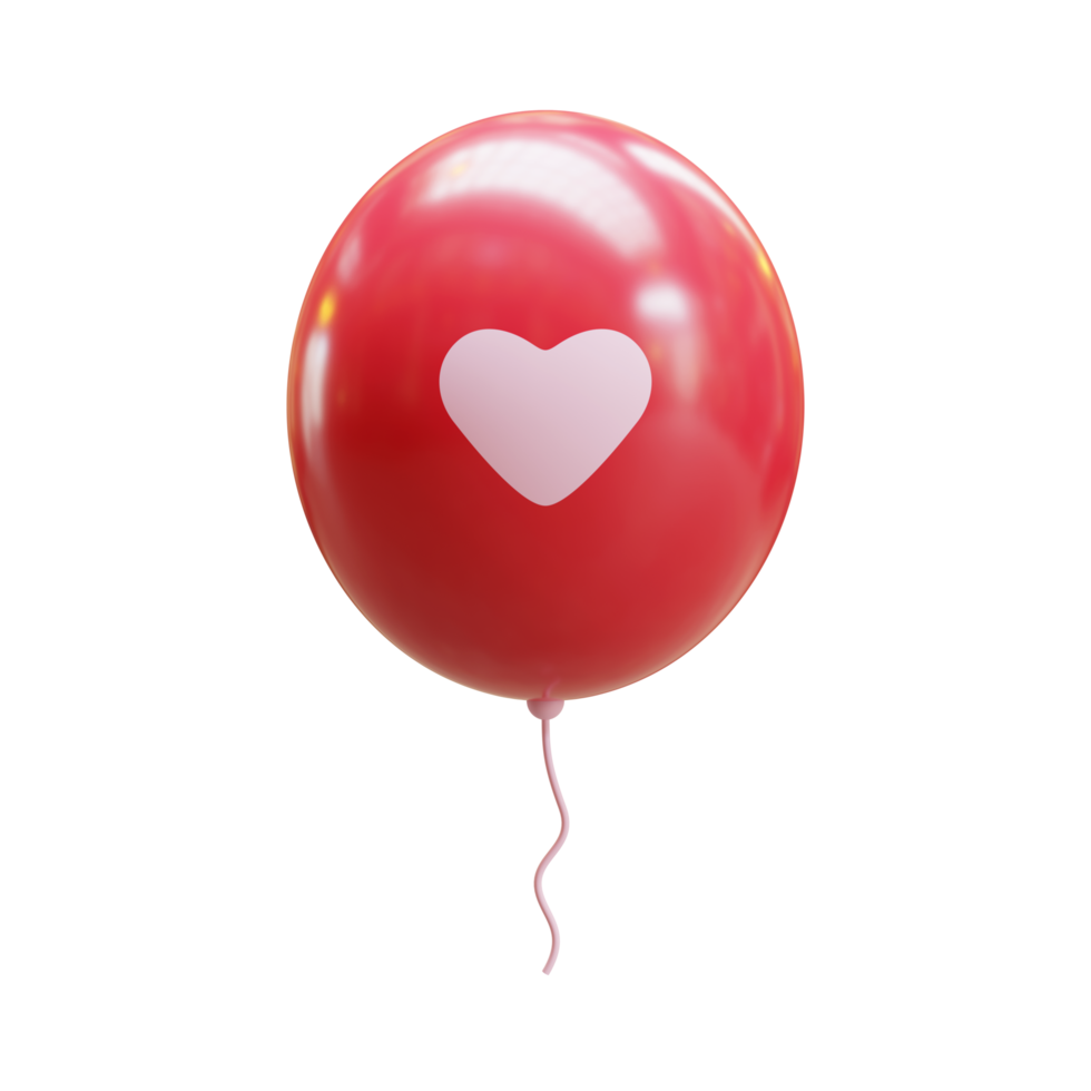Valentine Heart Shaped Balloon 3D Render Element png