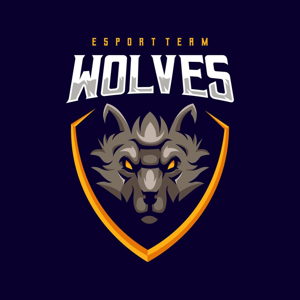 Wolf esport mascot logo design illustration vector for team sport and gaming