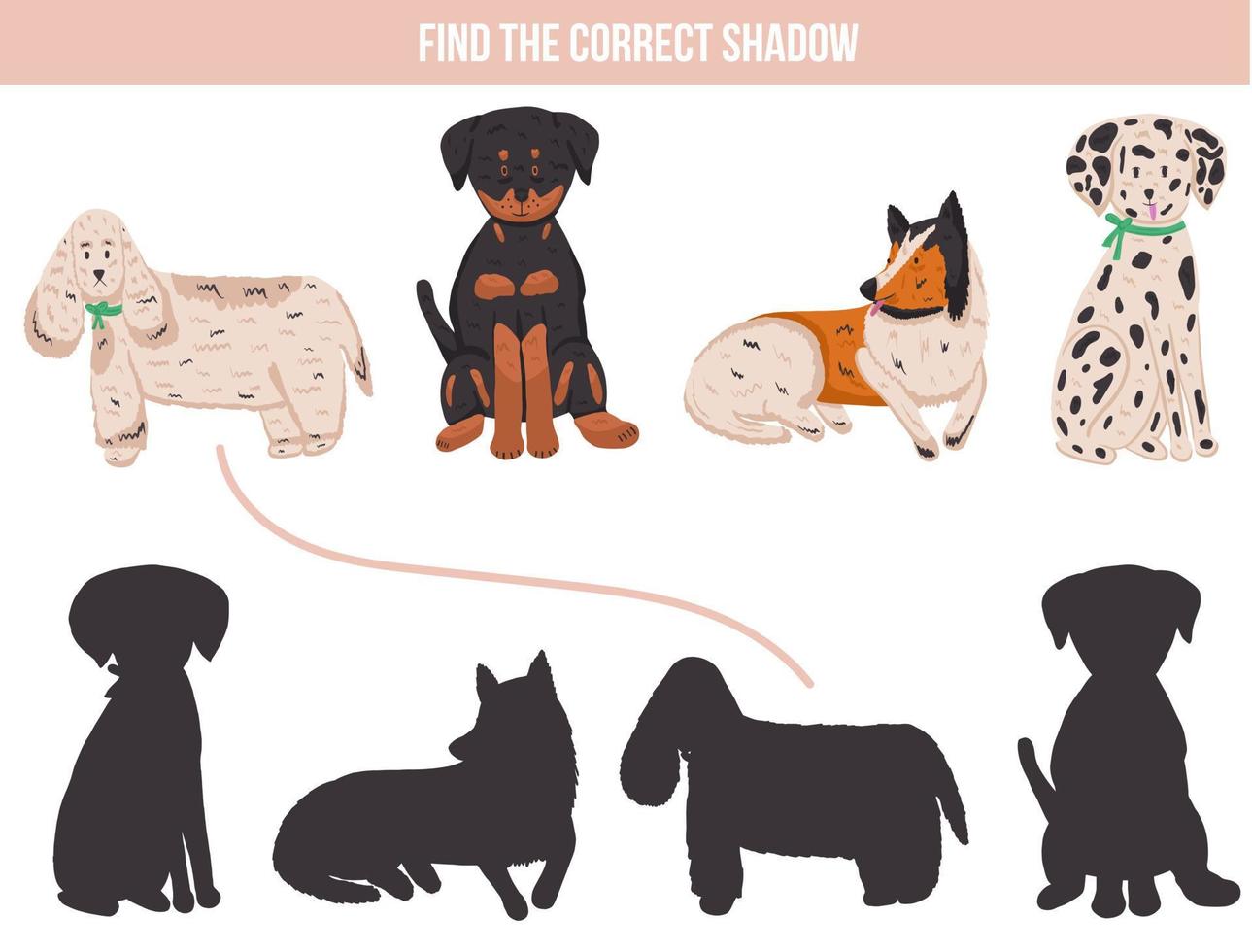 Shadow game with dogs vector