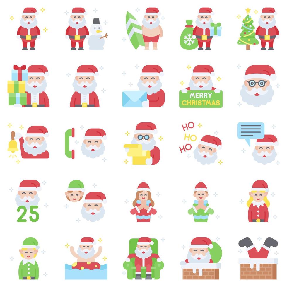 conjunto de iconos vectoriales relacionados con santa claus vector