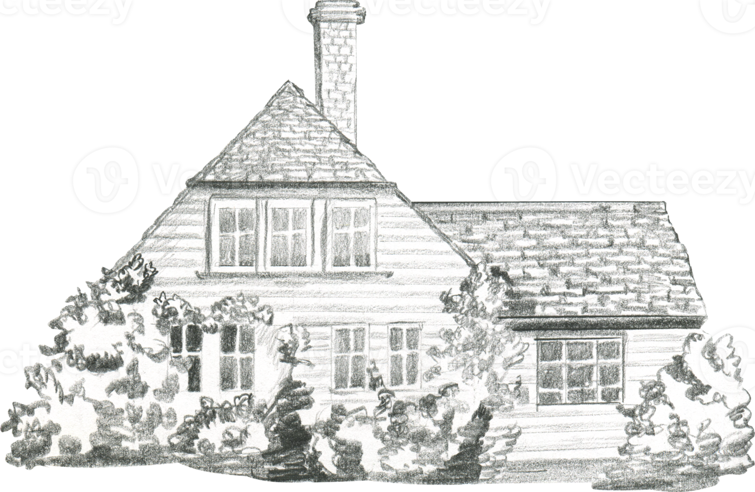 dibujo gráfico de una casa inglesa de dos pisos png