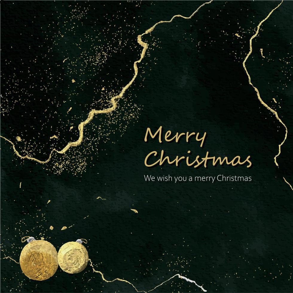 Gold christmas background with watercolor vector