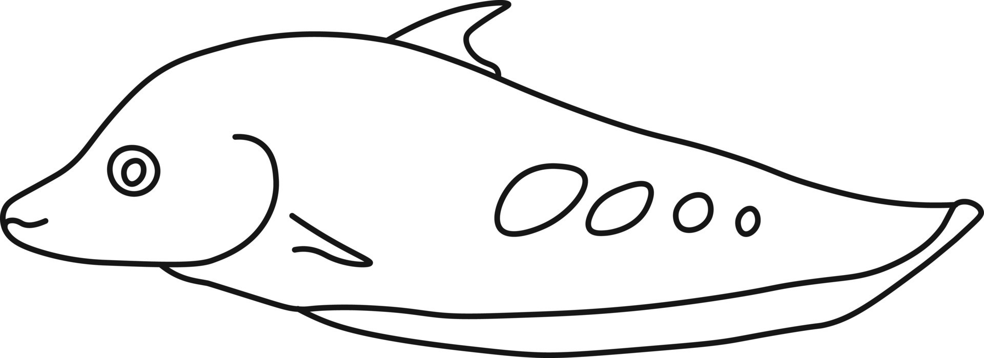 fish icon. aquatic animals with various fins, scales, tail and gills