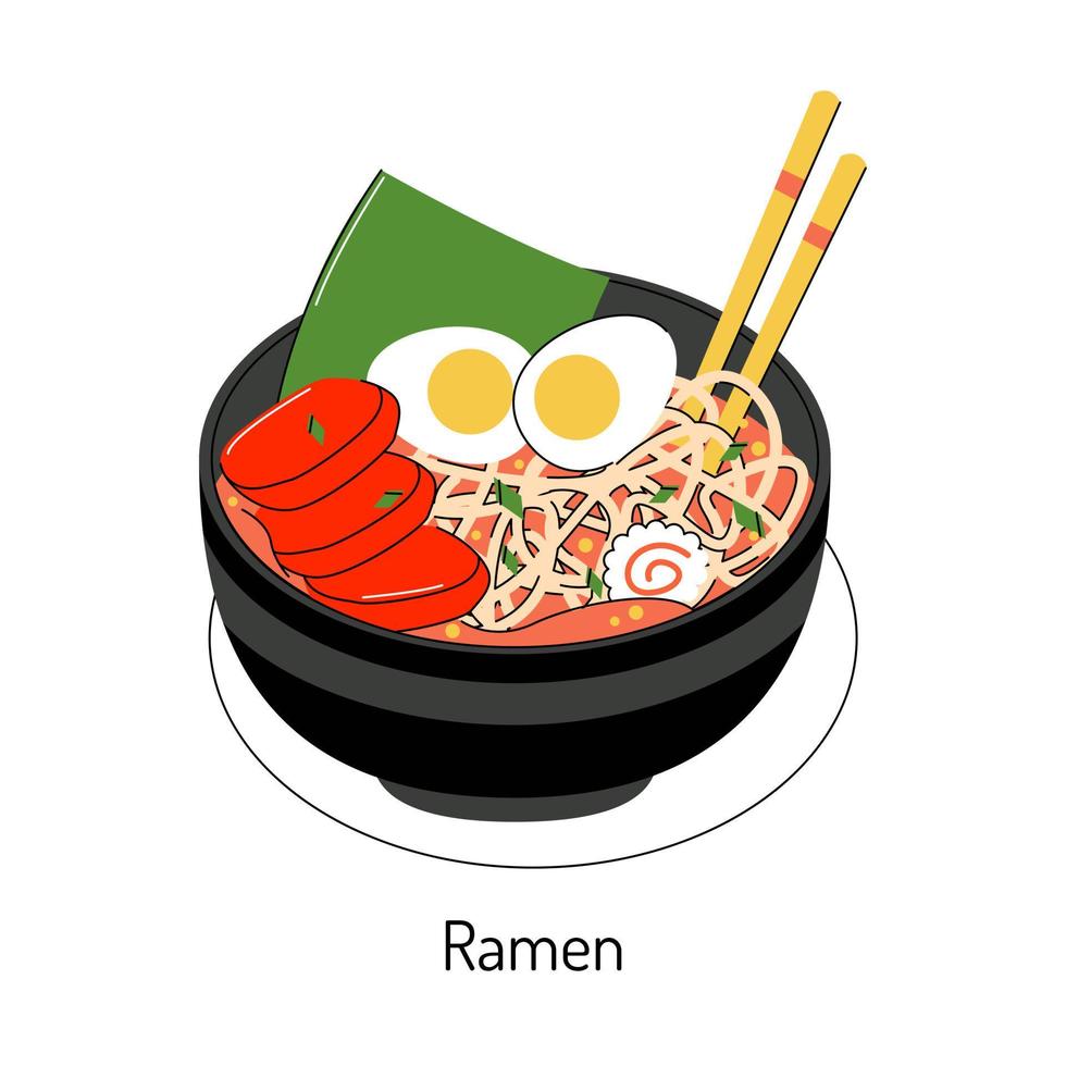 ilustración de vector brillante de comida asiática. menú vietnamita, platos asiáticos para menús y restaurantes.