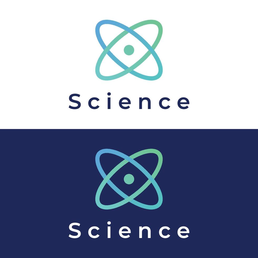 Modern science particle or molecule element logo design. Logo for science,atom,biology,technology,physics,lab. vector