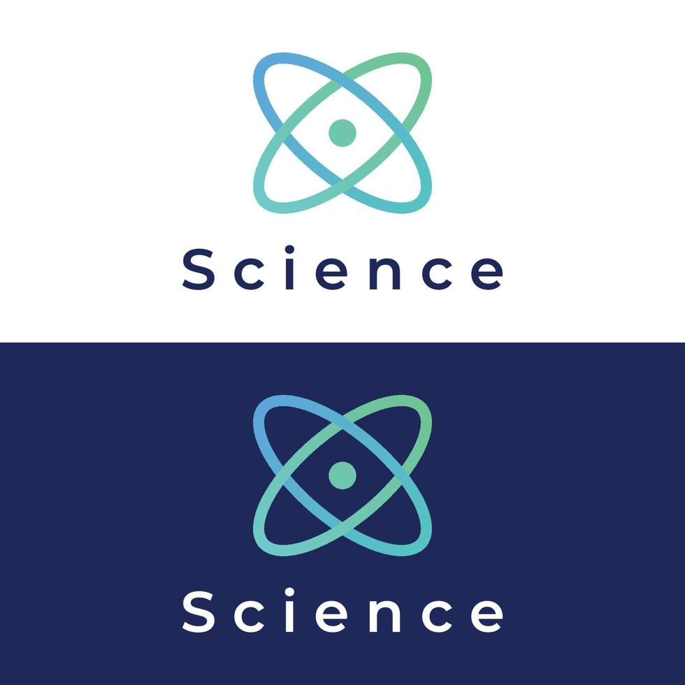 diseño de logotipo de elemento de molécula o partícula de ciencia moderna. logotipo para ciencia, átomo, biología, tecnología, física, laboratorio. vector