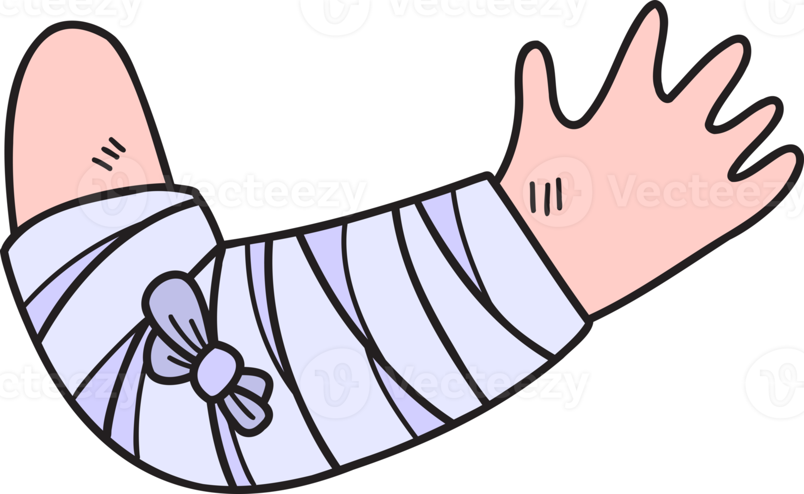 ilustração de braço tala desenhada de mão png