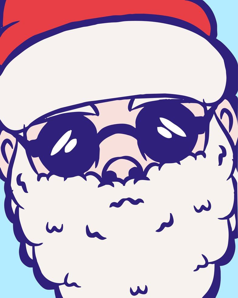 vector illustration of cartoon character of santa face with glasses for cover banner and others