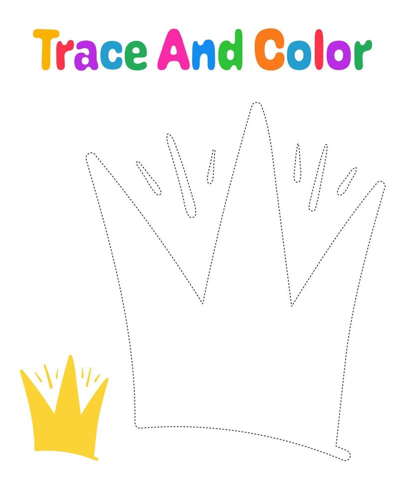 Crown tracing worksheet for kids vector