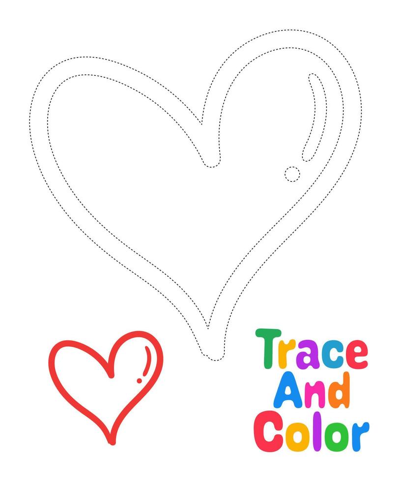 Heart tracing worksheet for kids vector