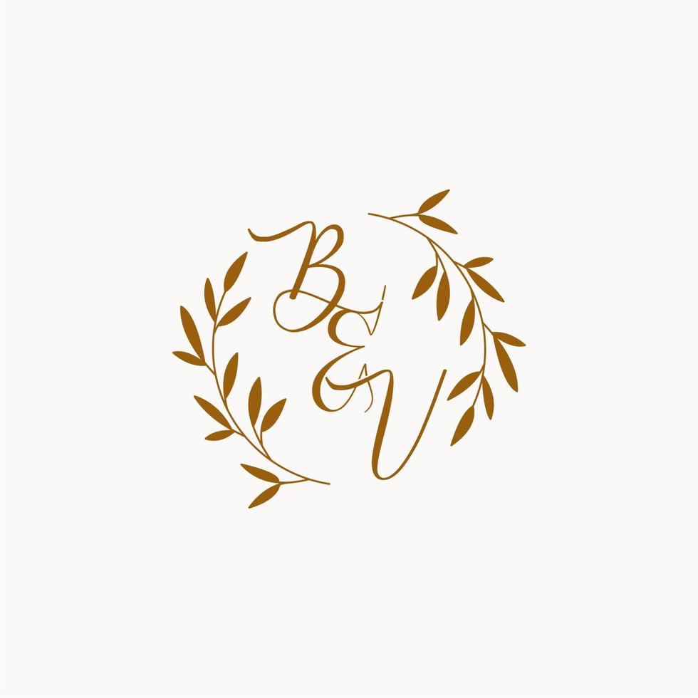 logotipo de monograma de boda inicial bv vector