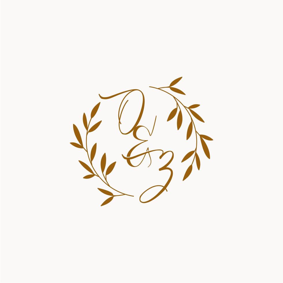 logotipo de monograma de boda inicial de oz vector