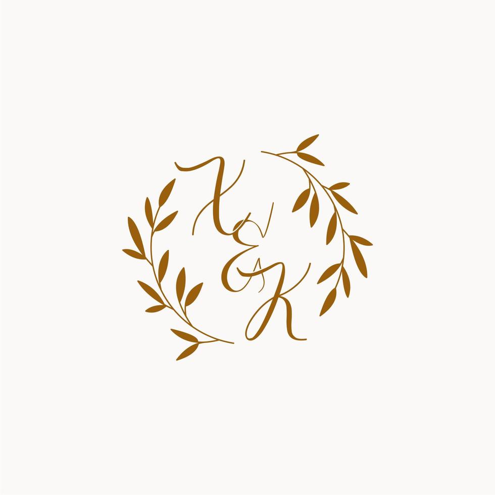 XK initial wedding monogram logo vector