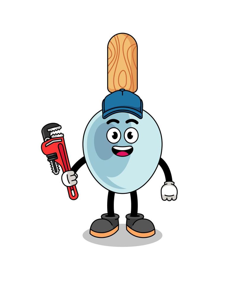 cooking spoon illustration cartoon as a plumber vector