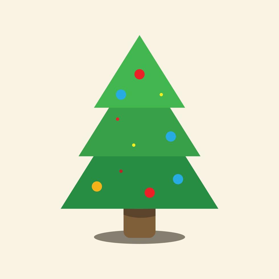 vector de árboles de Navidad de dibujos animados, pinos para tarjetas de felicitación, invitación, banner, web. árbol de símbolo tradicional de año nuevo y navidad con guirnaldas, bombilla, estrella. vacaciones de invierno. iconos