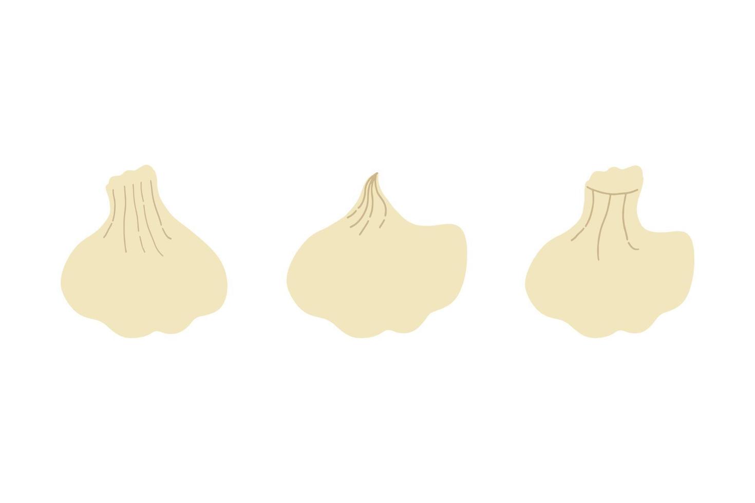 A set of dumplings. Vector illustration of Asian cuisine.