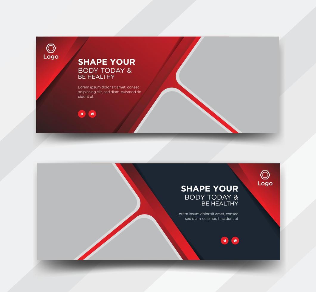 Fitness web banner templates design vector