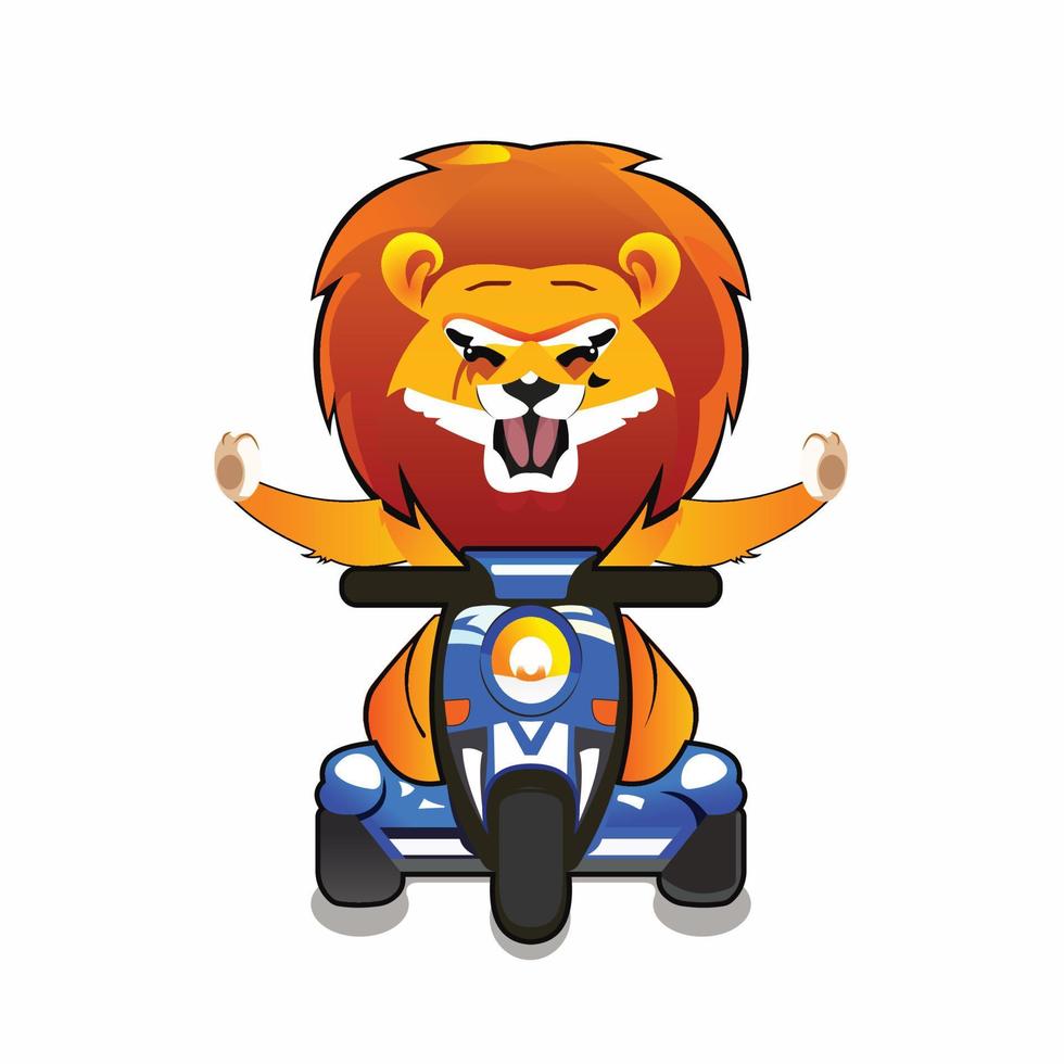 Cute Lion Driving scooter Mascot Design vector