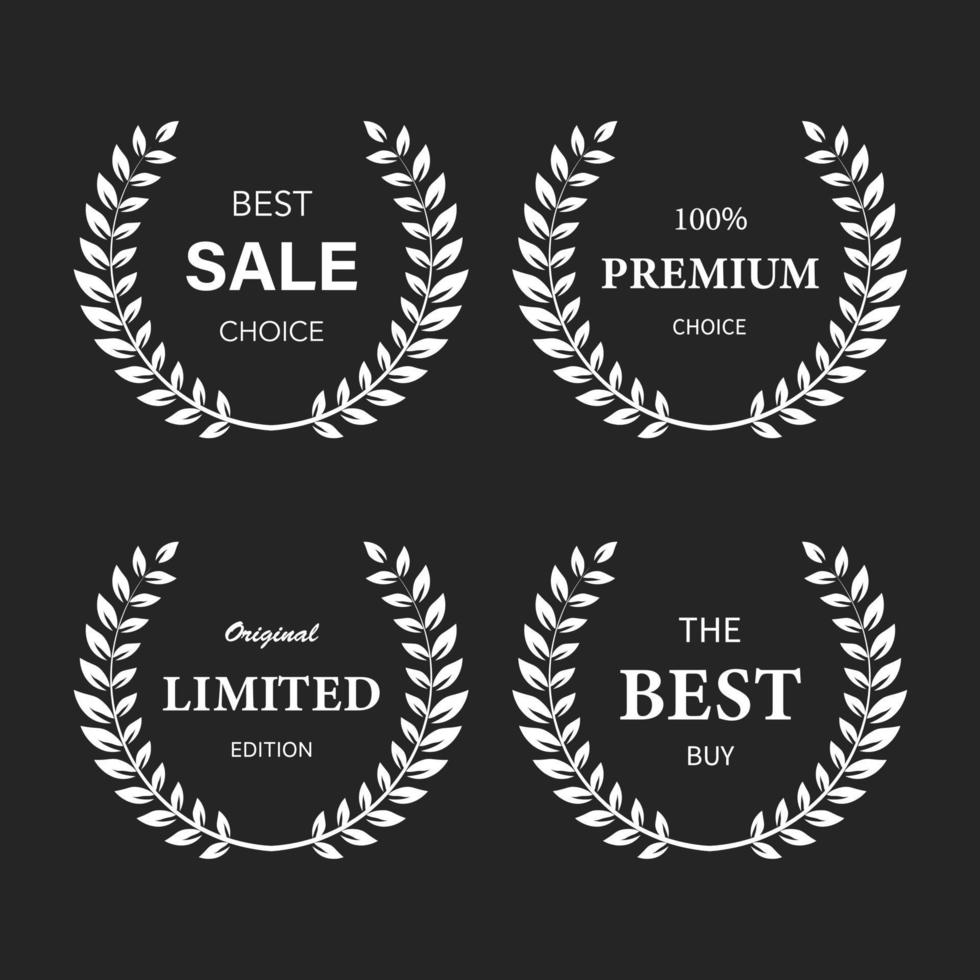 Vector quality emblems with laurel wreath. vector illustration