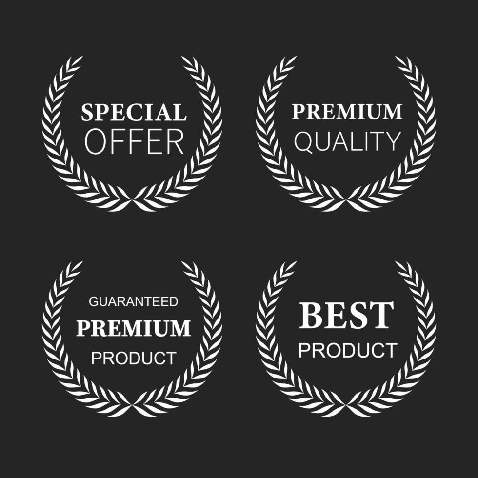 Vector quality emblems with laurel wreath. vector illustration