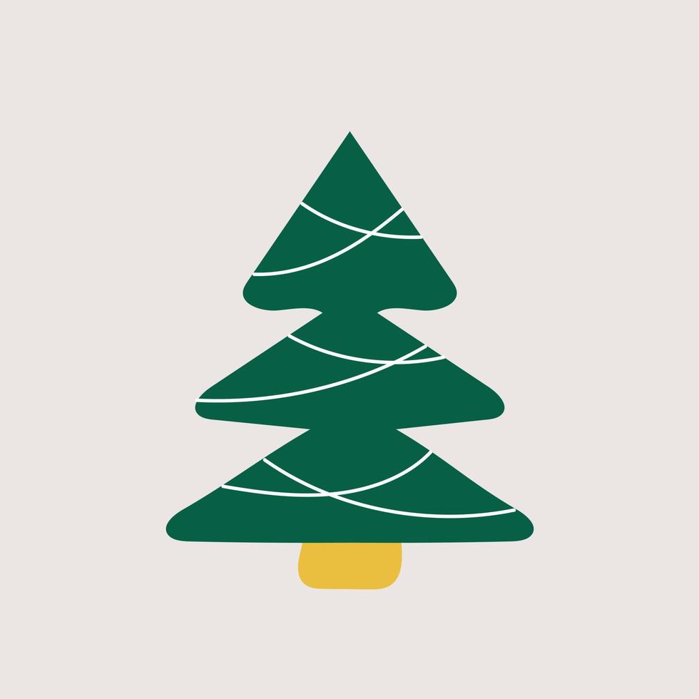 Christmas tree. Hand drawn green Christmas tree. Simple vector icon for design