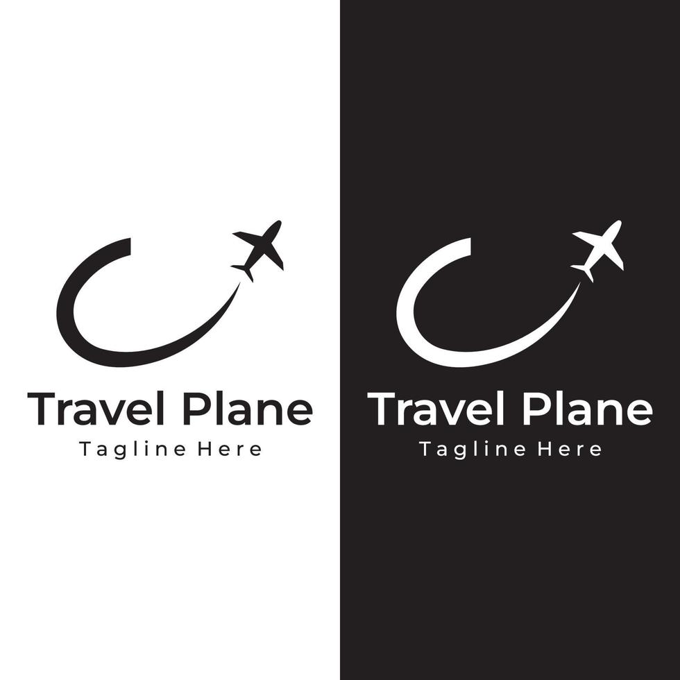 diseño de plantilla de logotipo de agencia de billetes de avión, vacaciones, viajes en verano aislado en segundo plano. logotipo para negocios, marca, agencia y viajes. vector