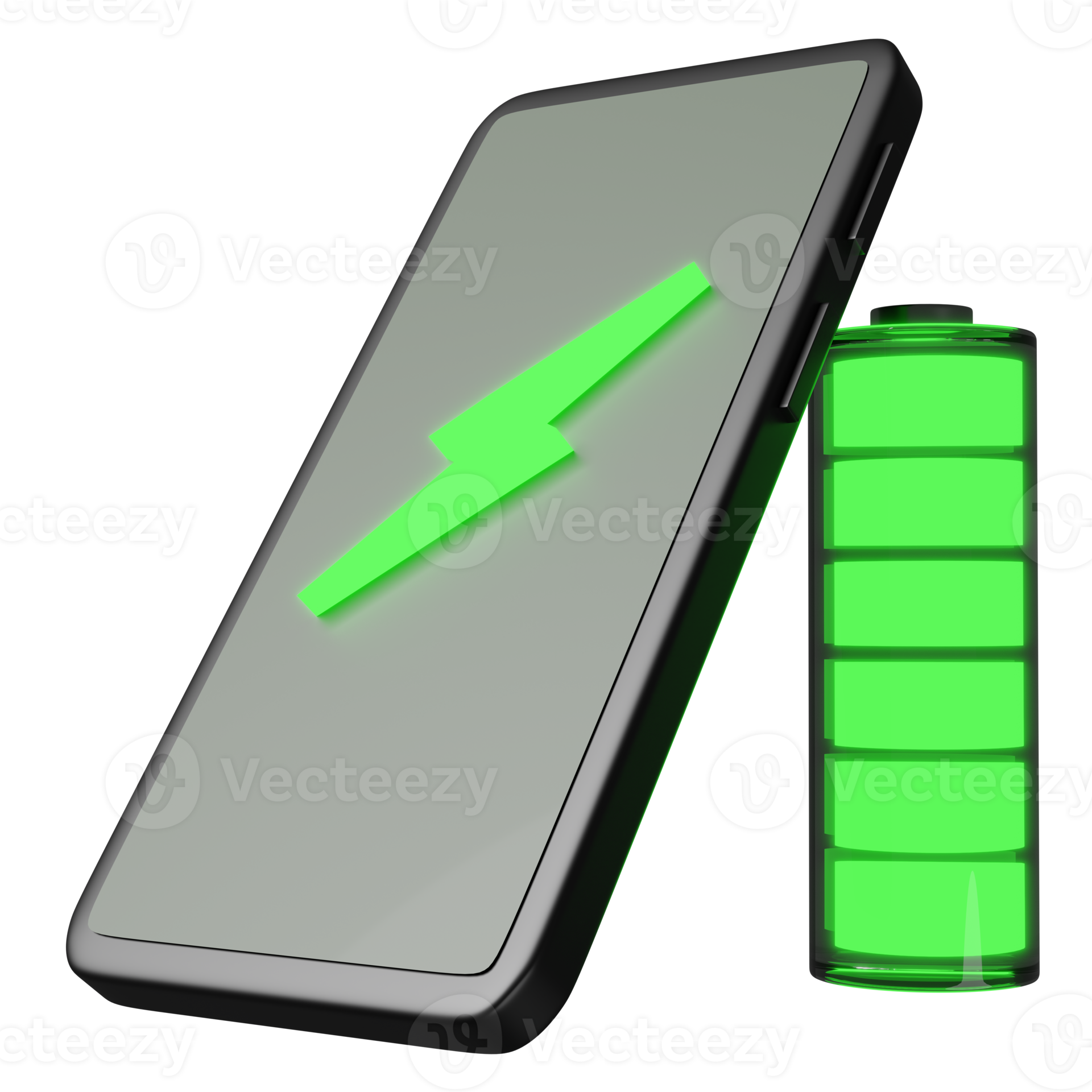 Smartphone or mobile phone charging with battery charge indicator