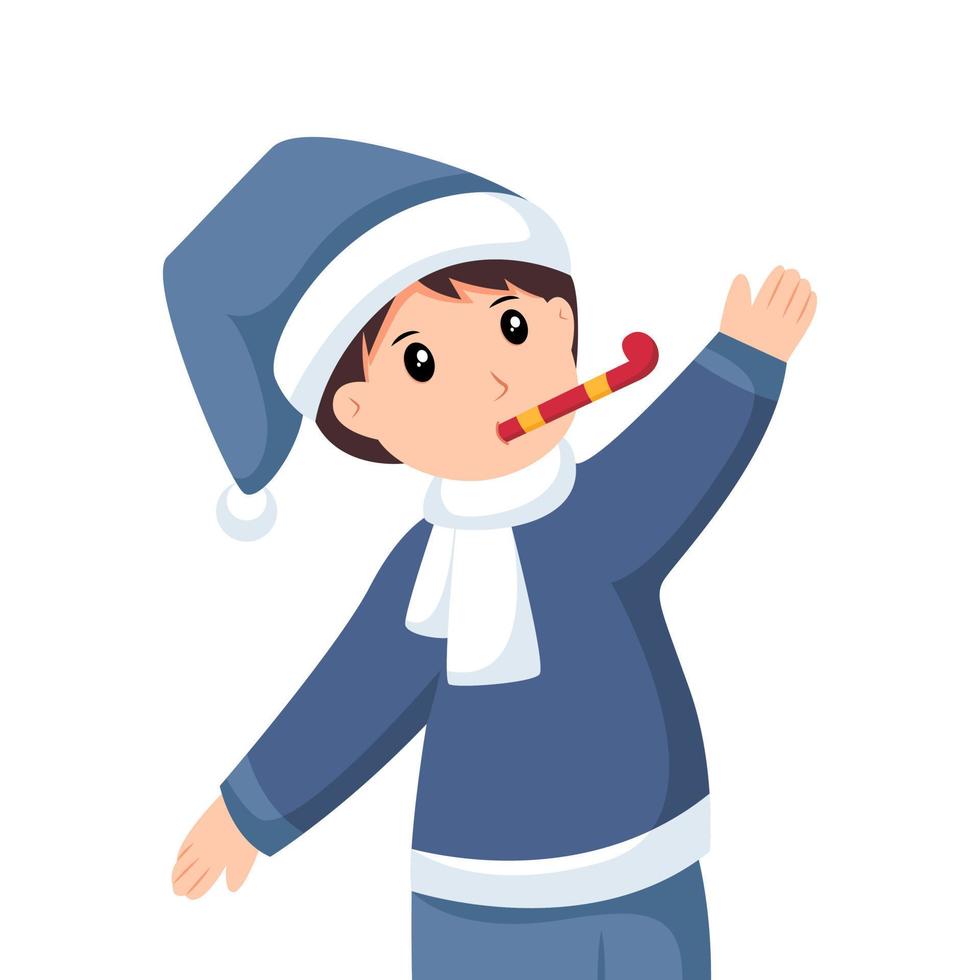 Little Boy Celebrate New Year Character Design Illustration vector