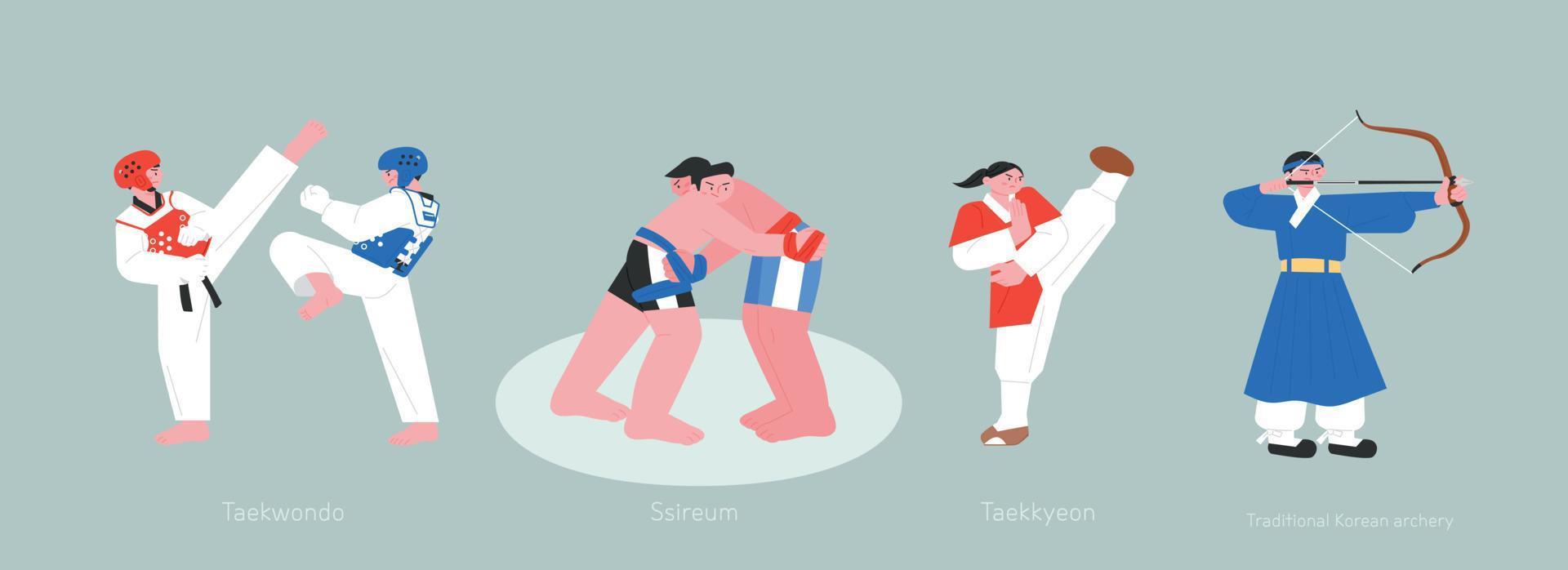 Korean traditional martial arts collection. vector