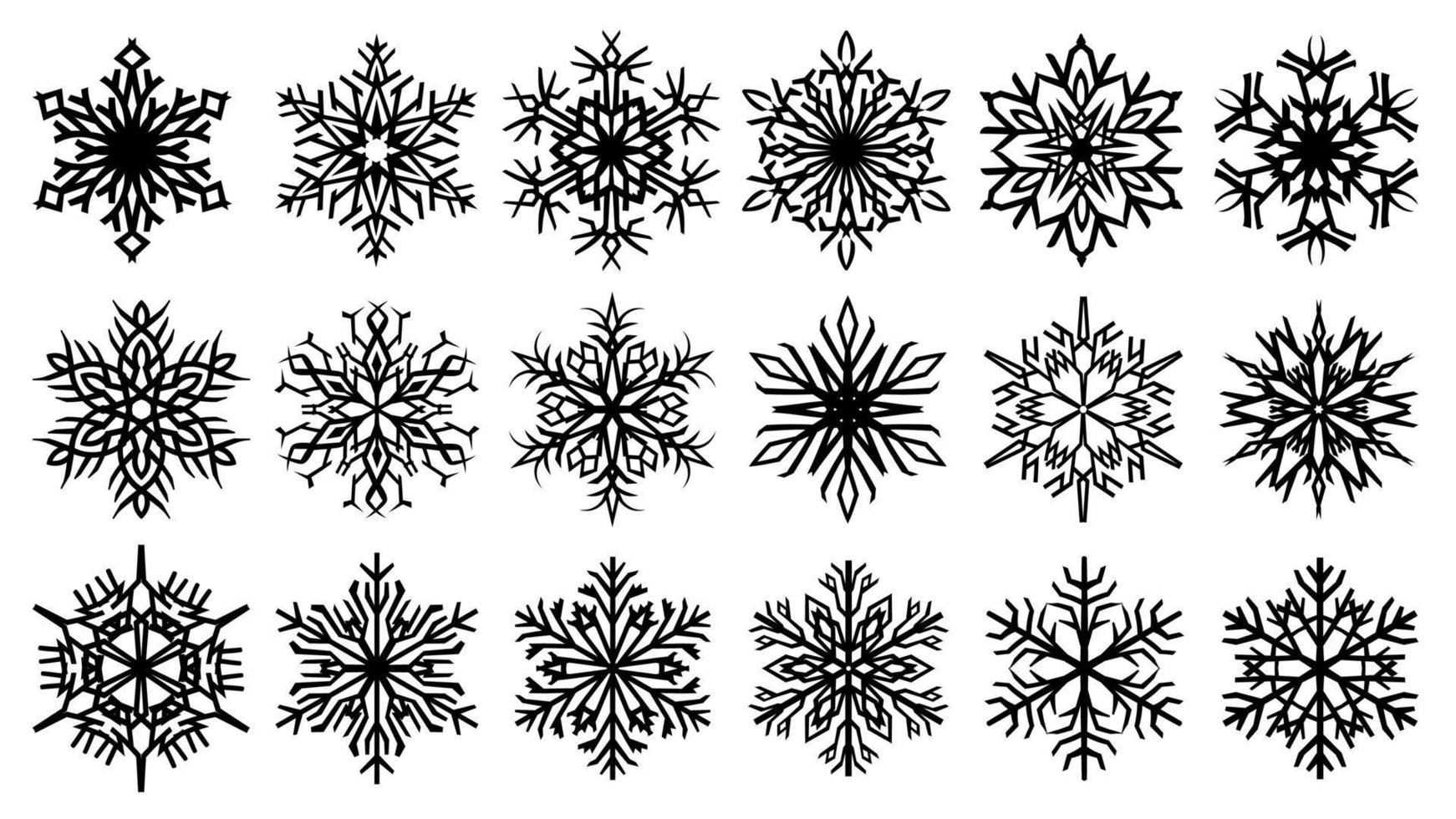 Snow flake pattern set. Snowflakes on a white background. Christmas decorative design elements. vector