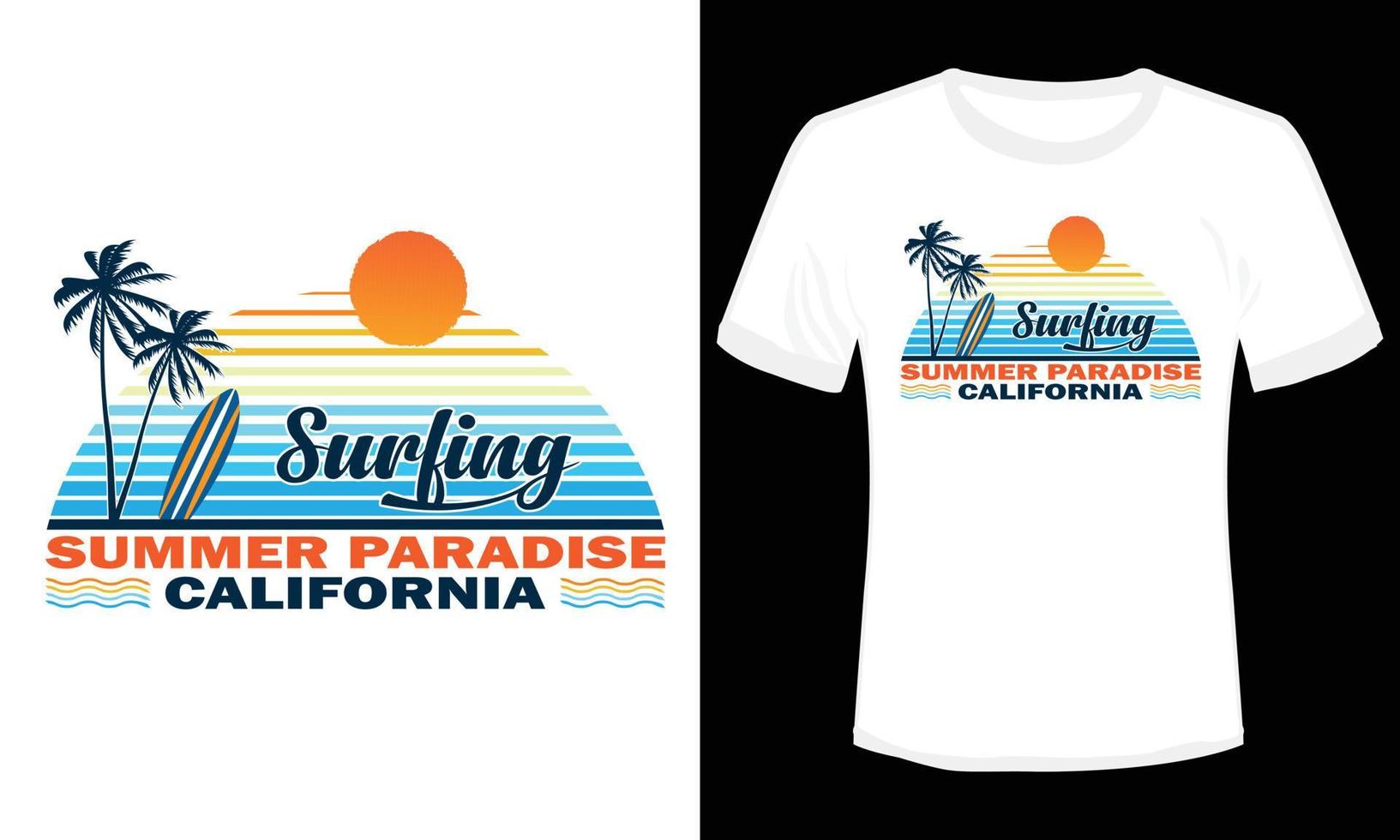 Summer Paradise Surfing California T-shirt Design Illustration vector