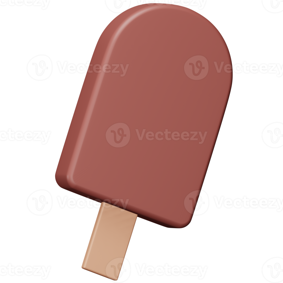 Chocolate ice cream stick 3d rendering isometric icon. png