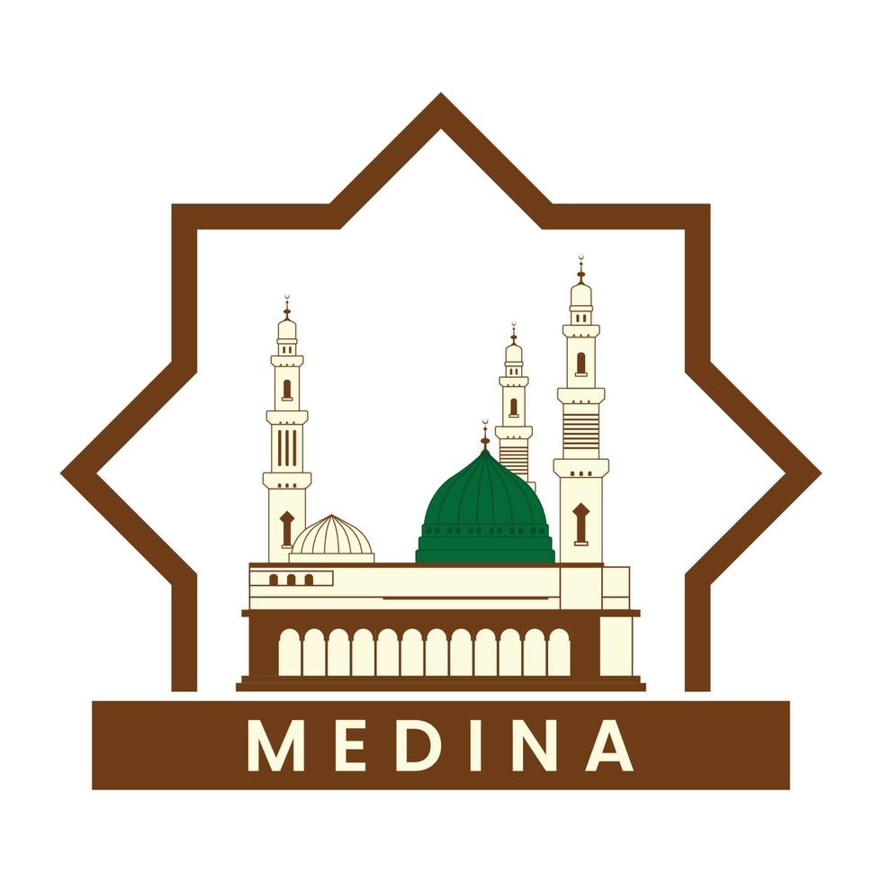 diseño de plantilla de ilustración de logotipo de mezquita medina vector