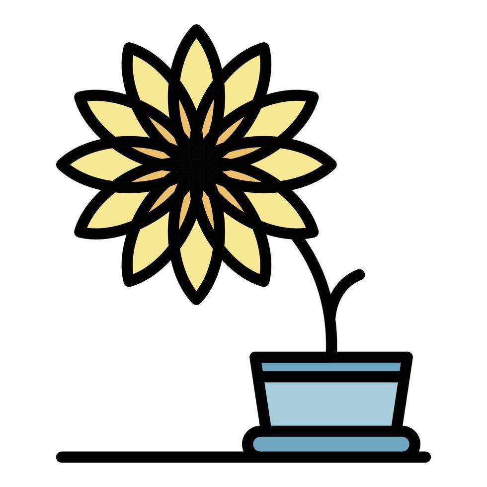 Big flower pot icon color outline vector