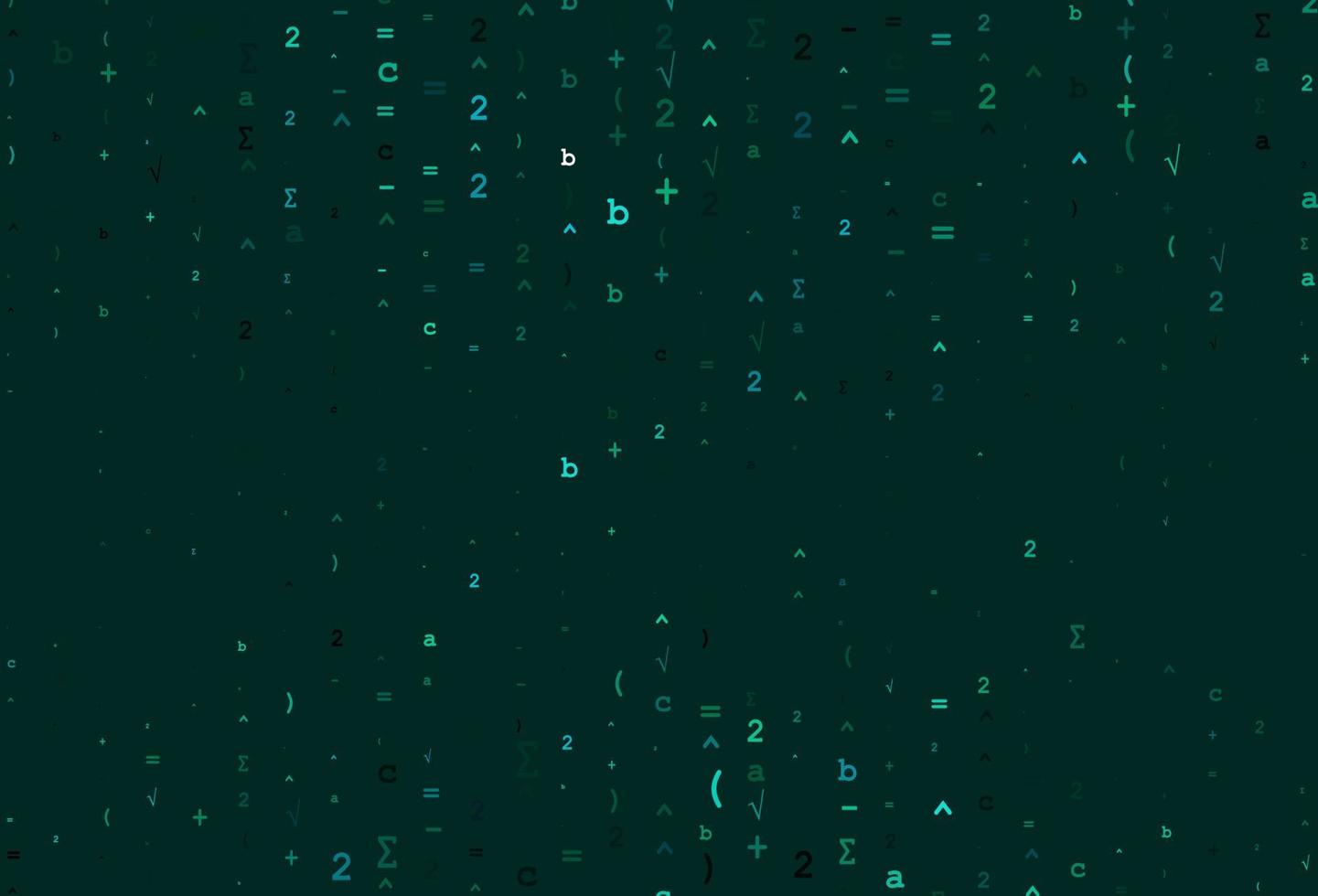 Fondo de vector verde claro, amarillo con elementos de álgebra.