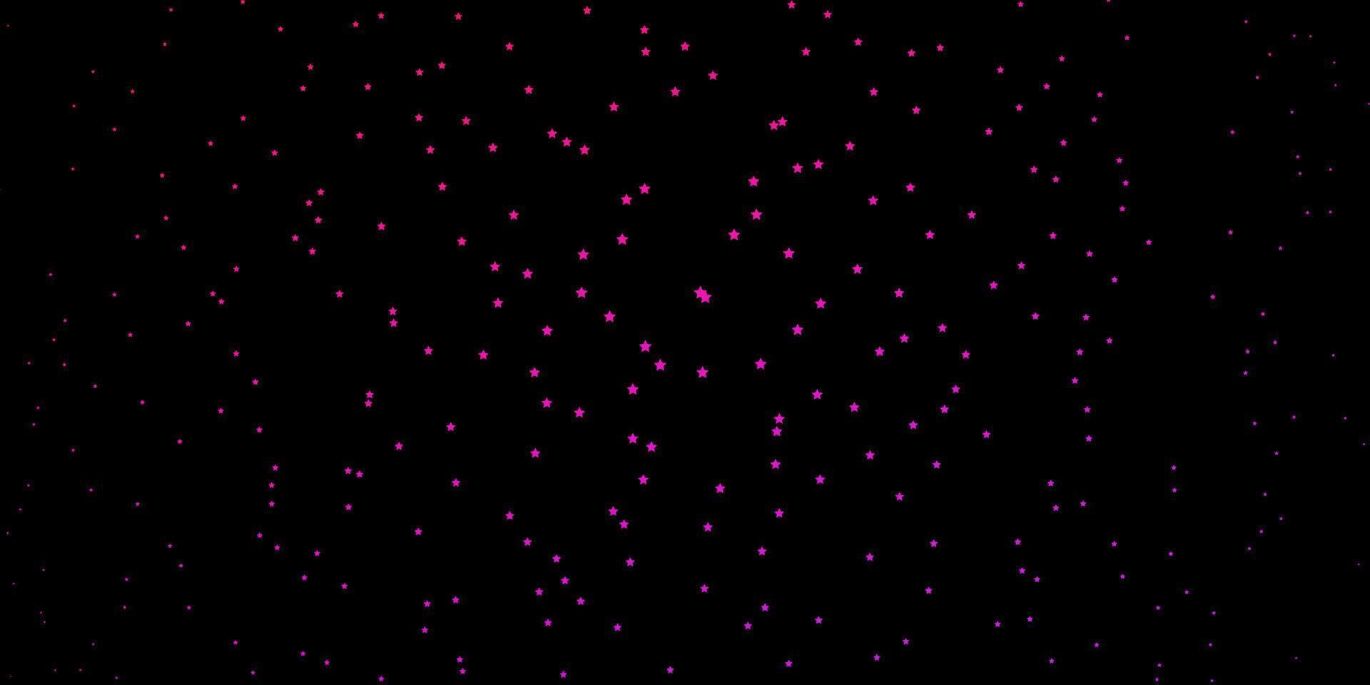 Fondo de vector púrpura, rosa oscuro con estrellas pequeñas y grandes.