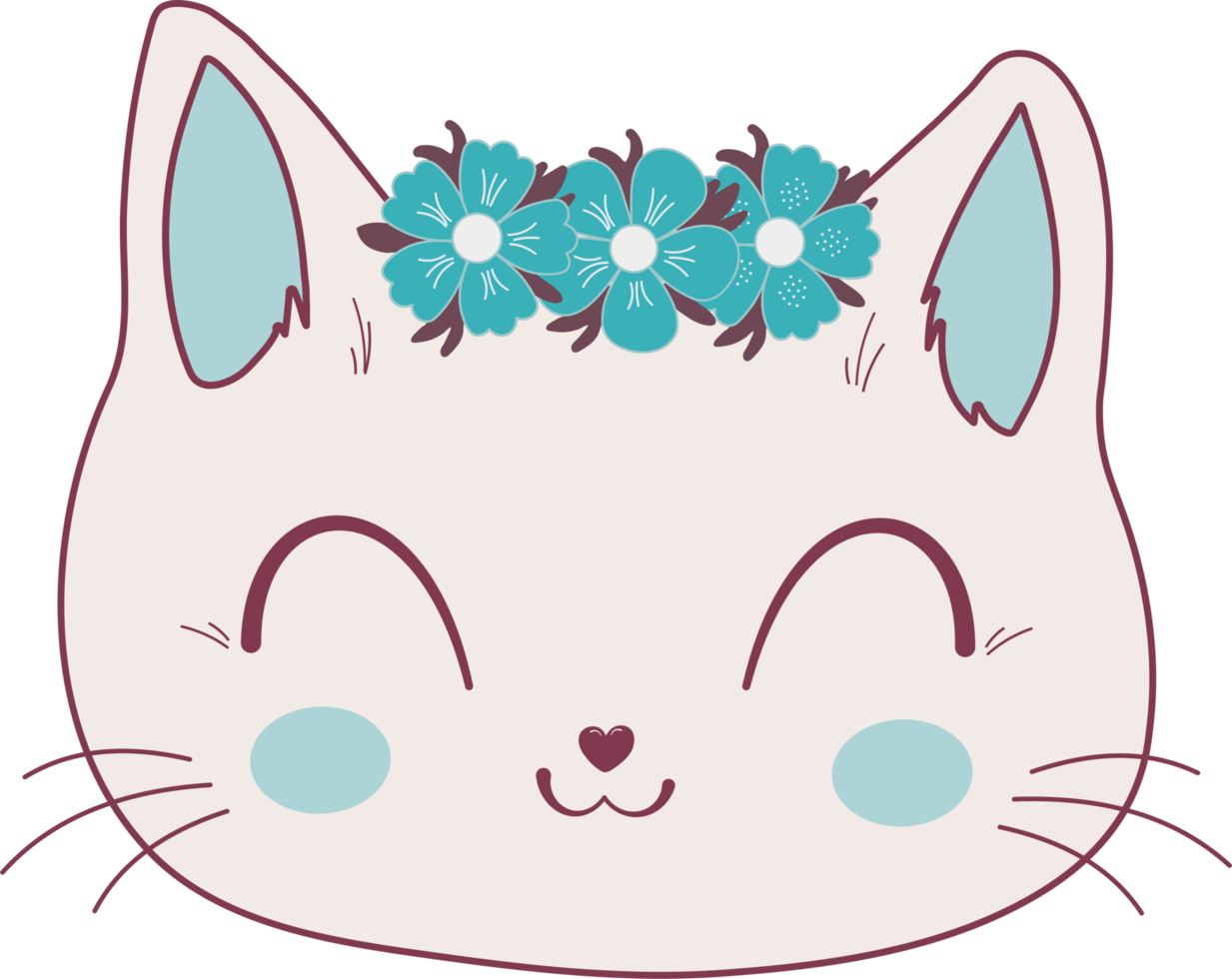 Botanical Flowers Floral Cute Kitty Cat png
