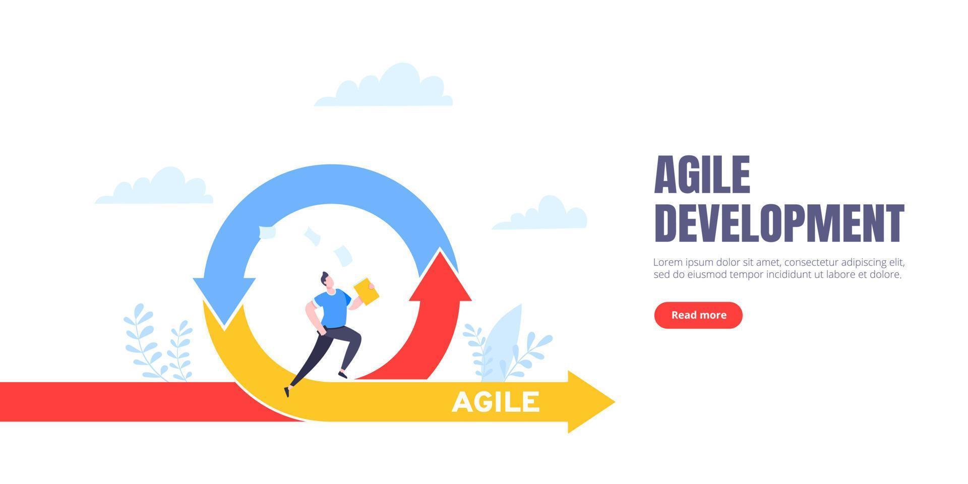 Agile development methodology business concept flat style design vector illustration isolated on white background.