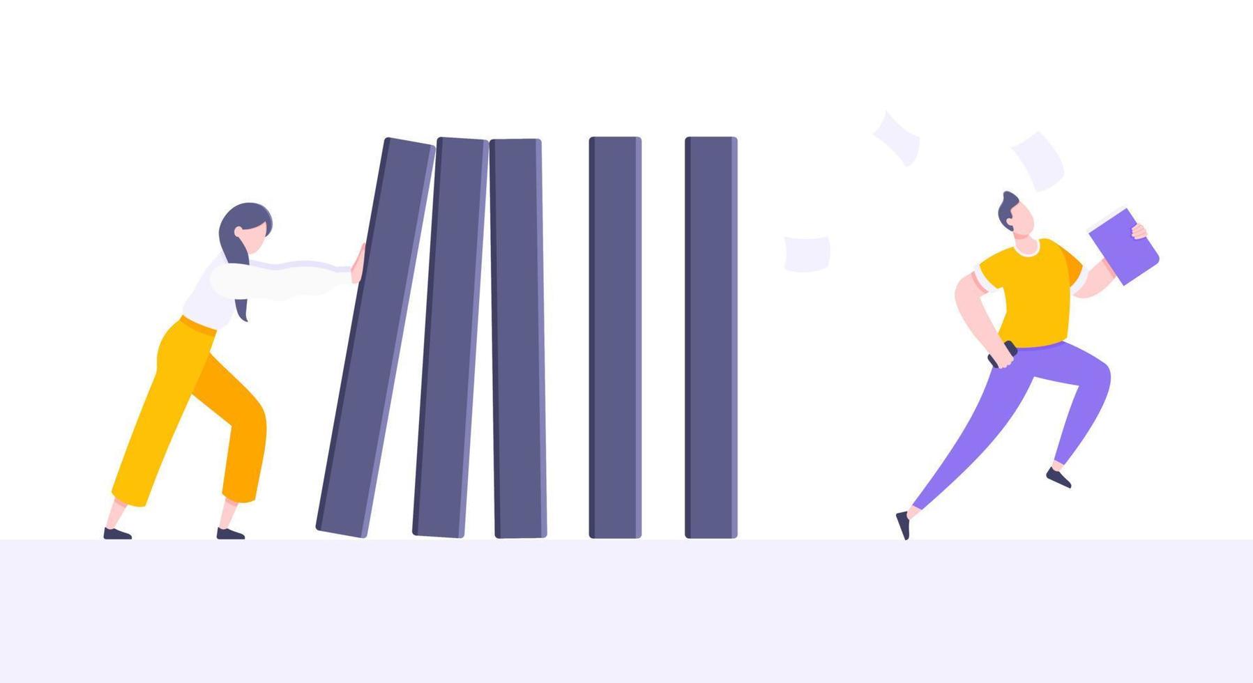 Business resilience or domino effect metaphor vector illustration concept.