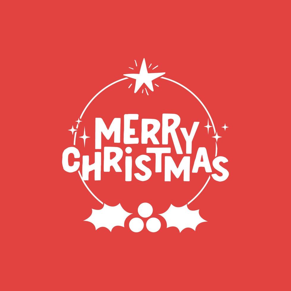 Merry Christmas lettering. Decorative holidays badge. Xmas celebration design for card or banner. vector