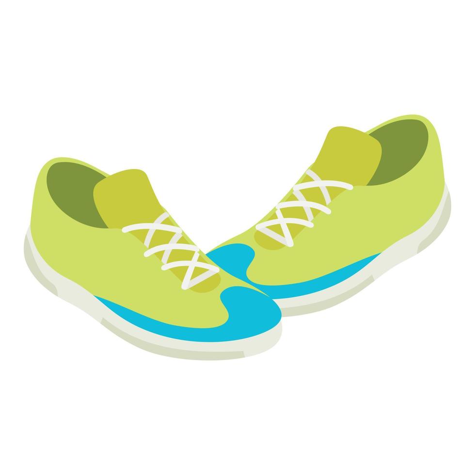 icono de zapatillas verdes, estilo isométrico vector