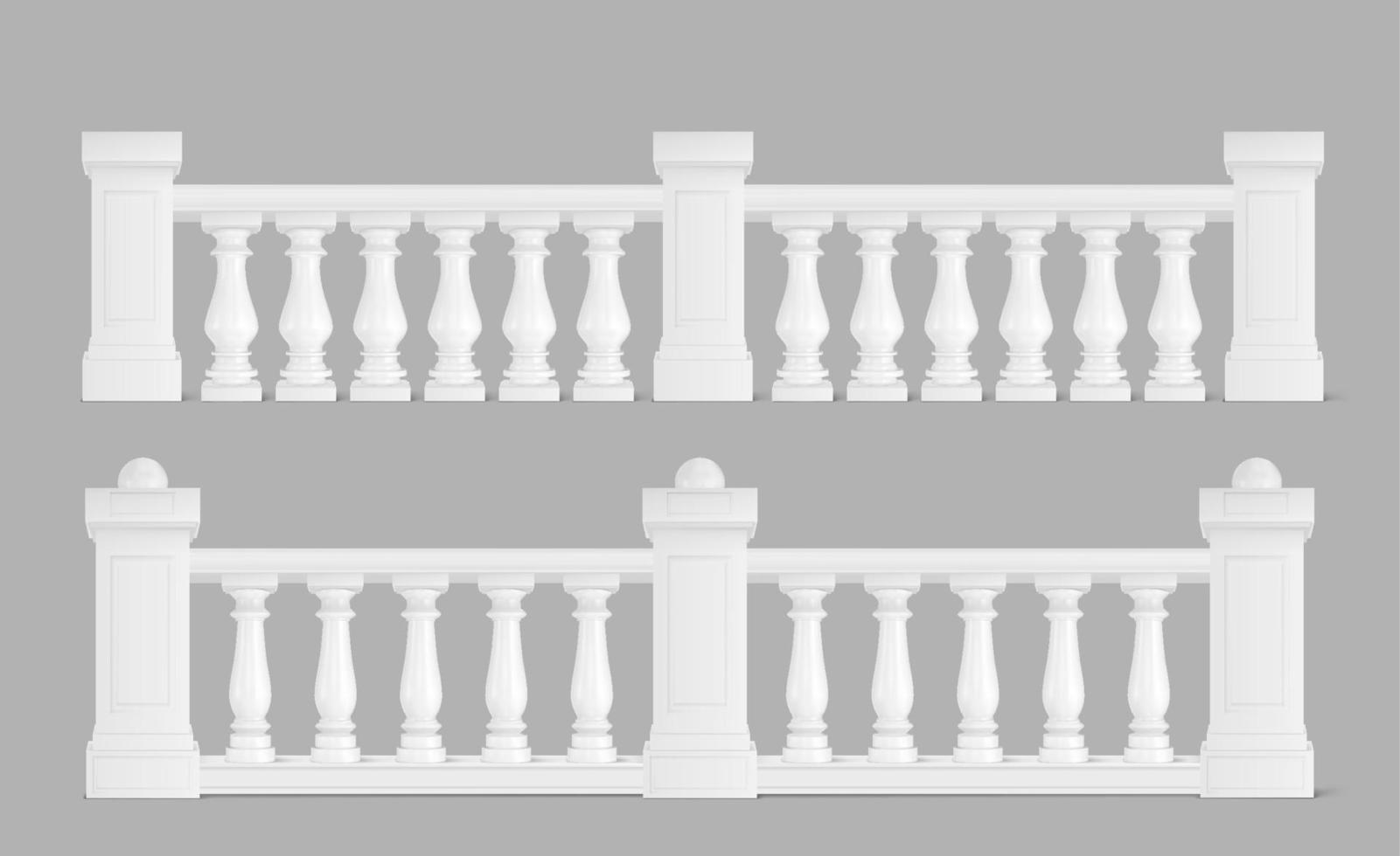 Marble balustrade, balcony railing or handrails. vector