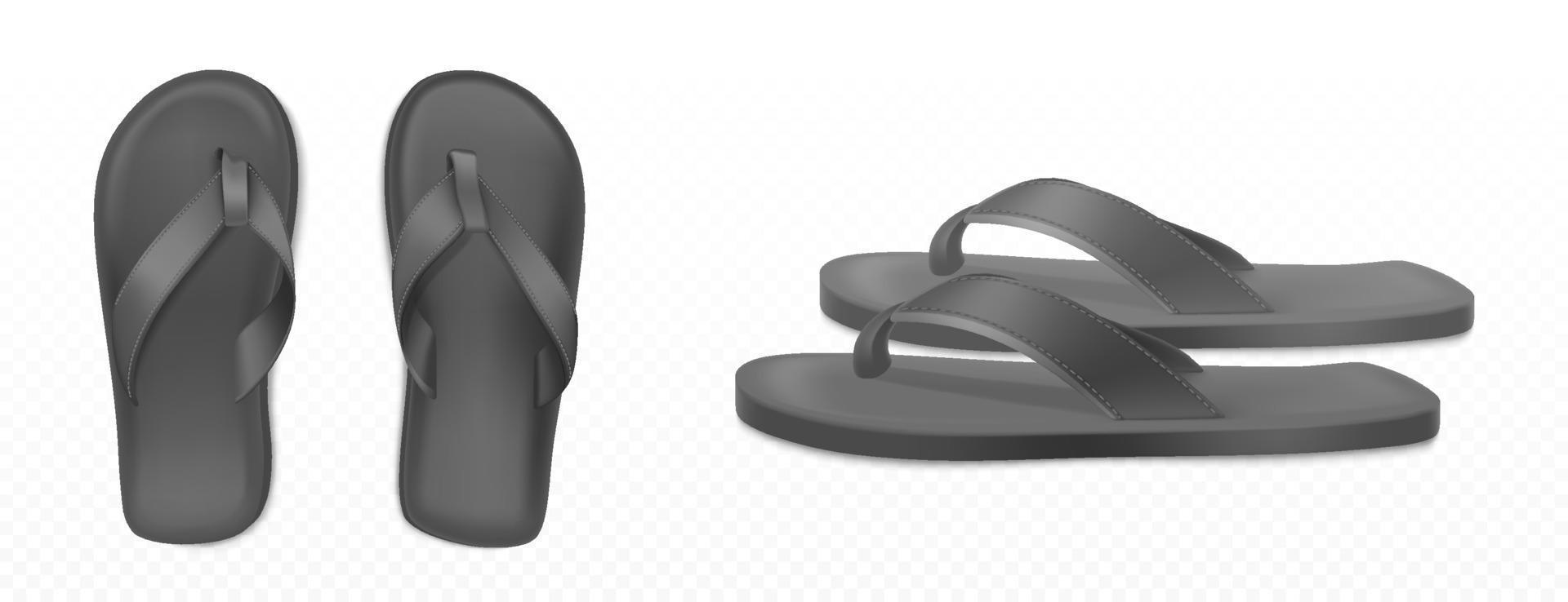 Black summer rubber slippers for beach or pool vector