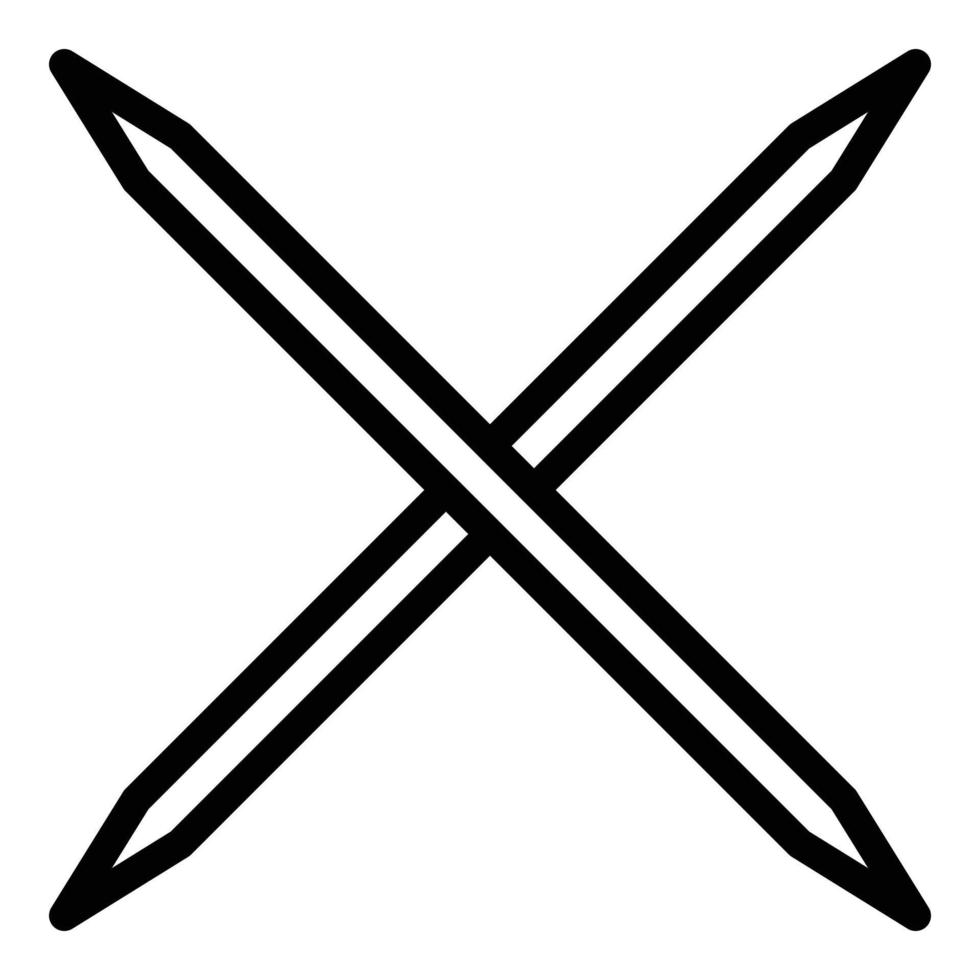 Crossed toothpick icon, outline style vector