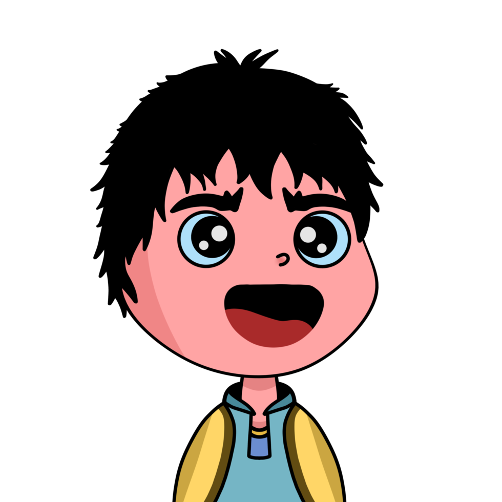 niño emoticon personaje de dibujos animados expresión png