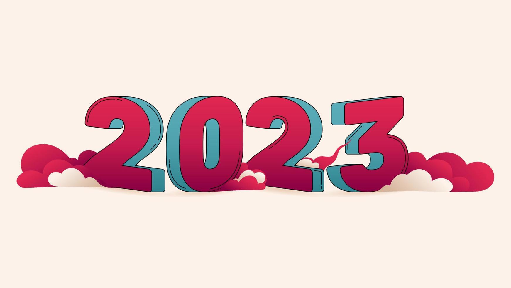 feliz año nuevo 2023 diseño de estilo de color retro vector