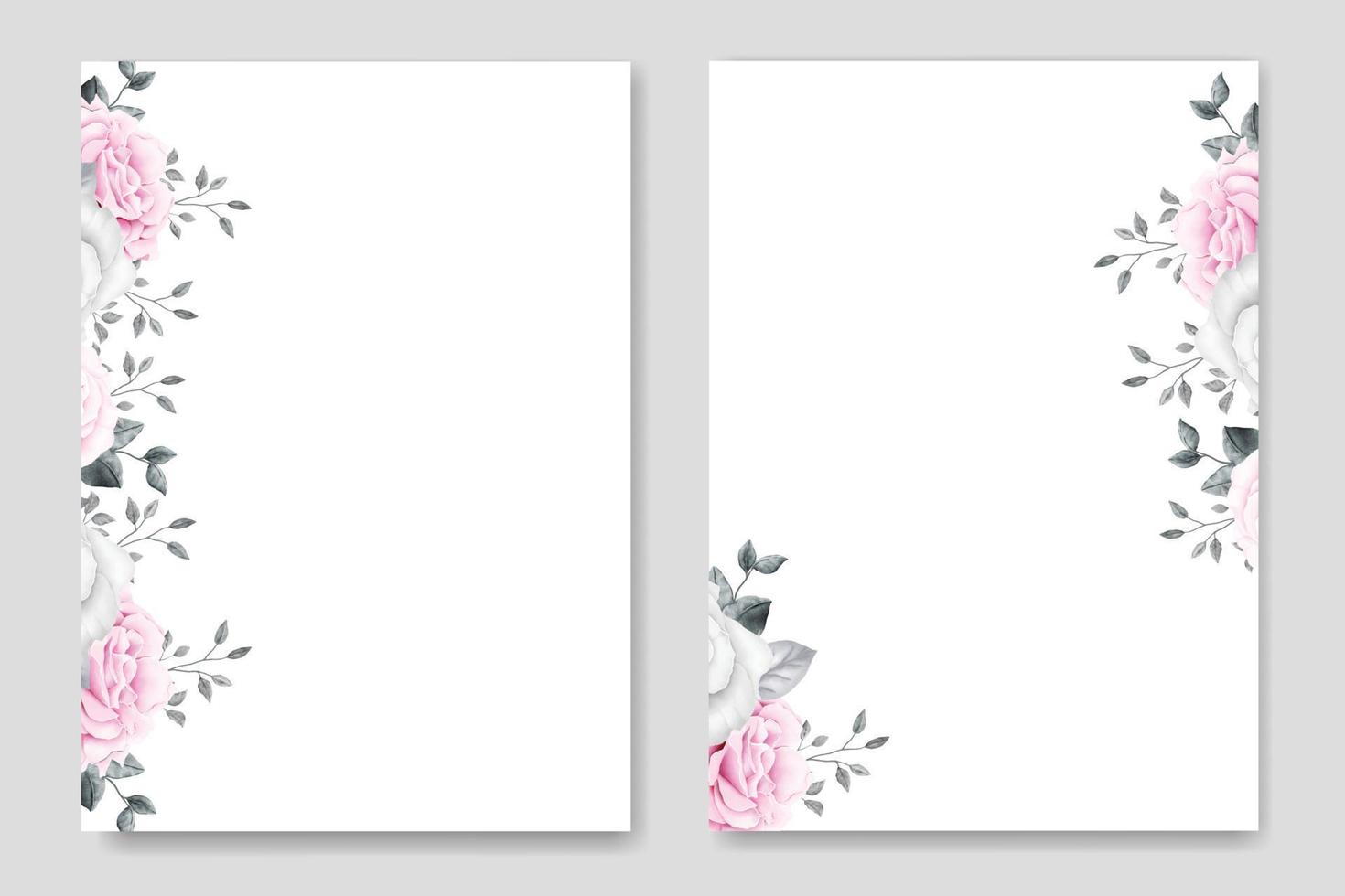 wedding invitation card with floral roses watercolor vector